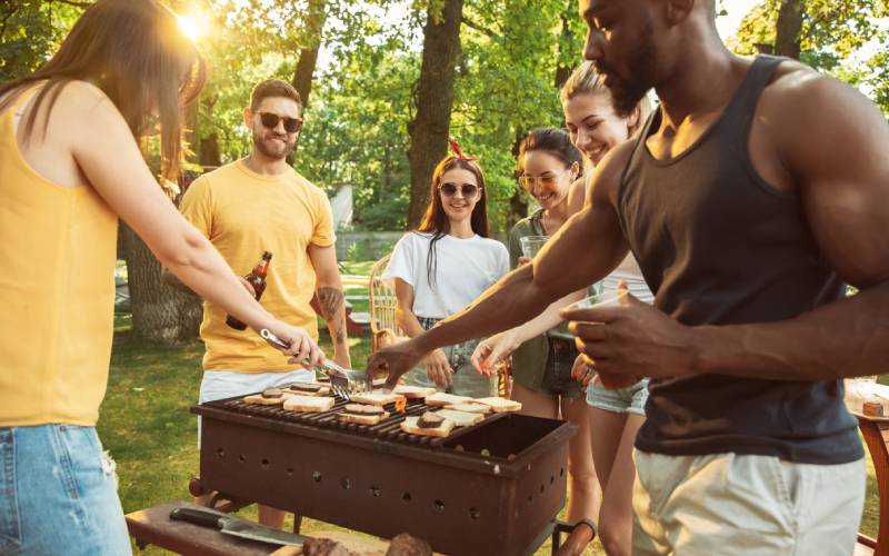 Customers enjoy grilling with sawdust charcoal