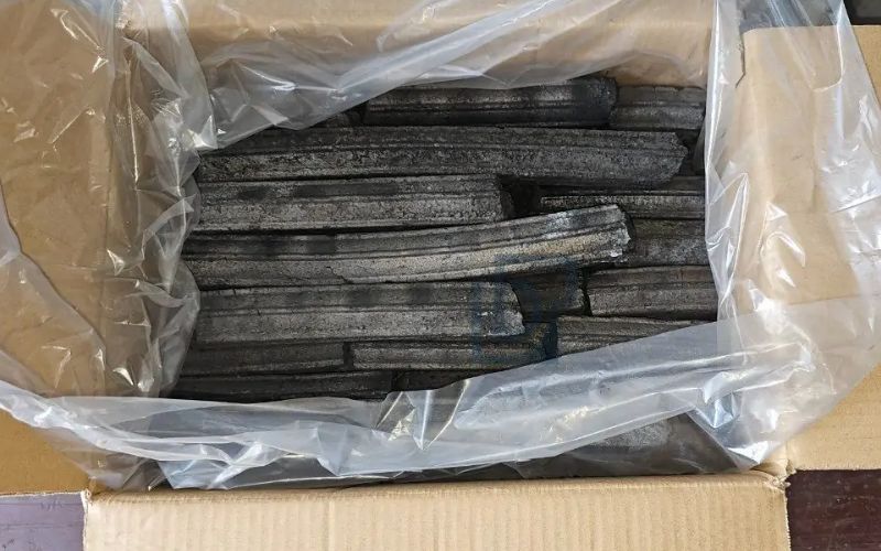 High-quality sawdust briquette charcoal is packed nicely in a box