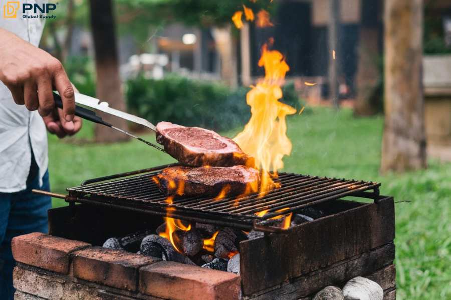 Charcoal grilling maintains high heat which is efficient in types of cooking