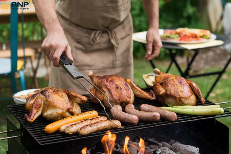 Charcoal grilling gives a unique smoky flavor to food