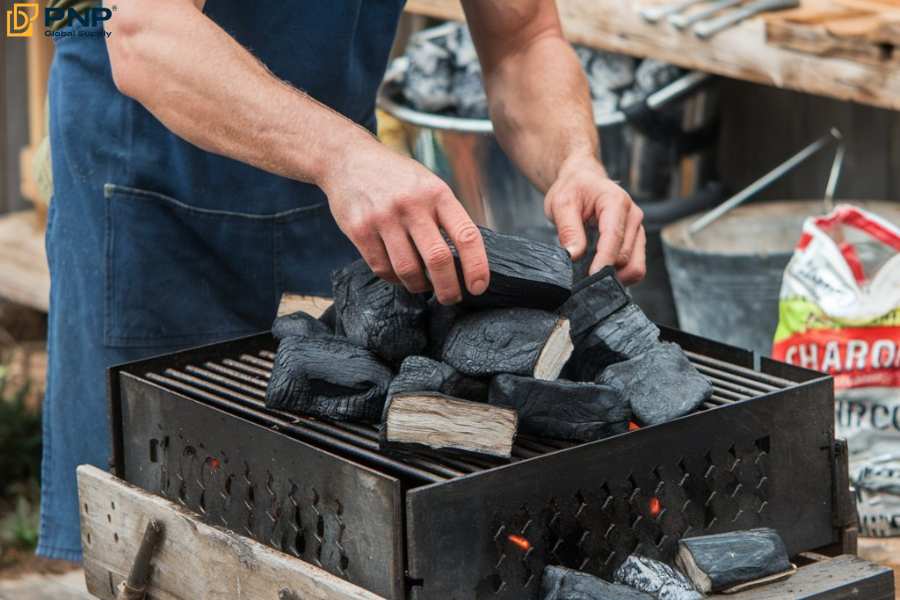 Arrange charcoal in the grill for a smooth and gentle flame