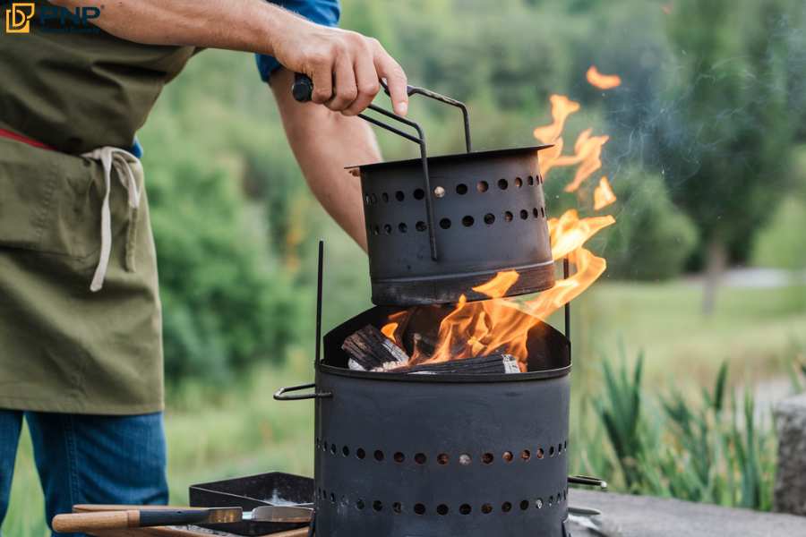 Use a charcoal chimney for the burning of briquettes before grilling which helps you to cook easily and evenly