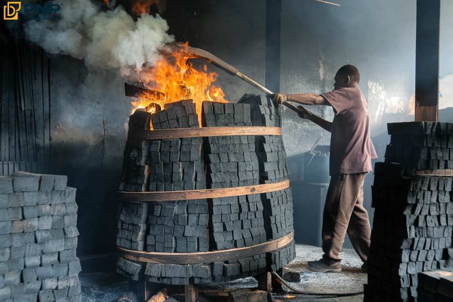 Pyrolysis is the process of charcoal making in which charcoal wood is subject to high heat in the absence of oxygen