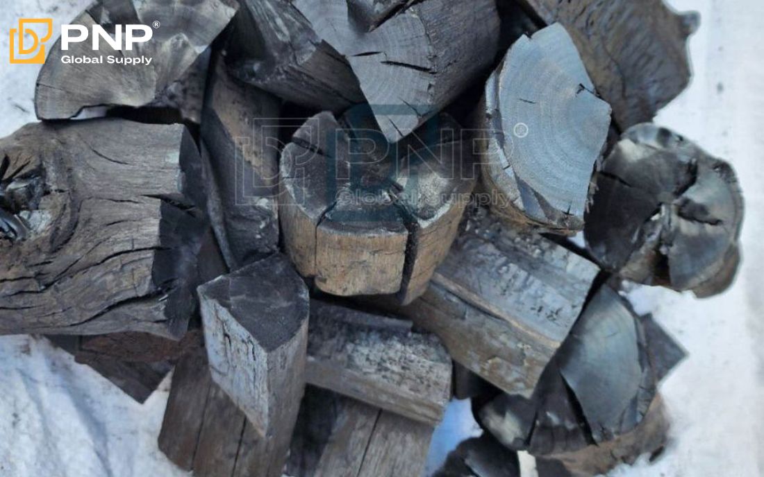 Eco-friendly charcoal briquettes in biodegradable packaging