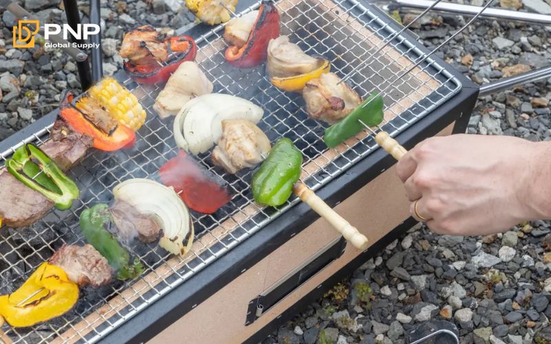 Binchotan Charcoal Grill for grilling meat skewers