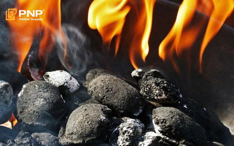 Charcoal Briquettes when burning