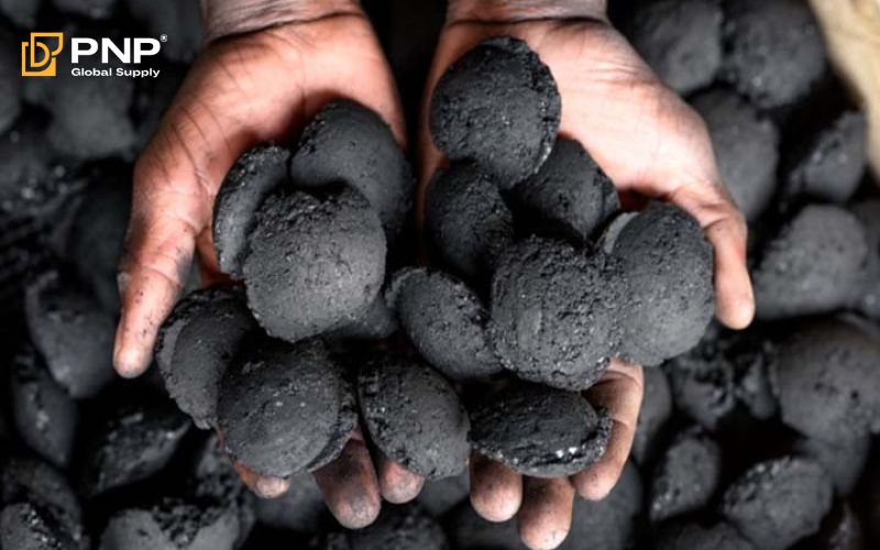 Charcoal Briquettes while still moist