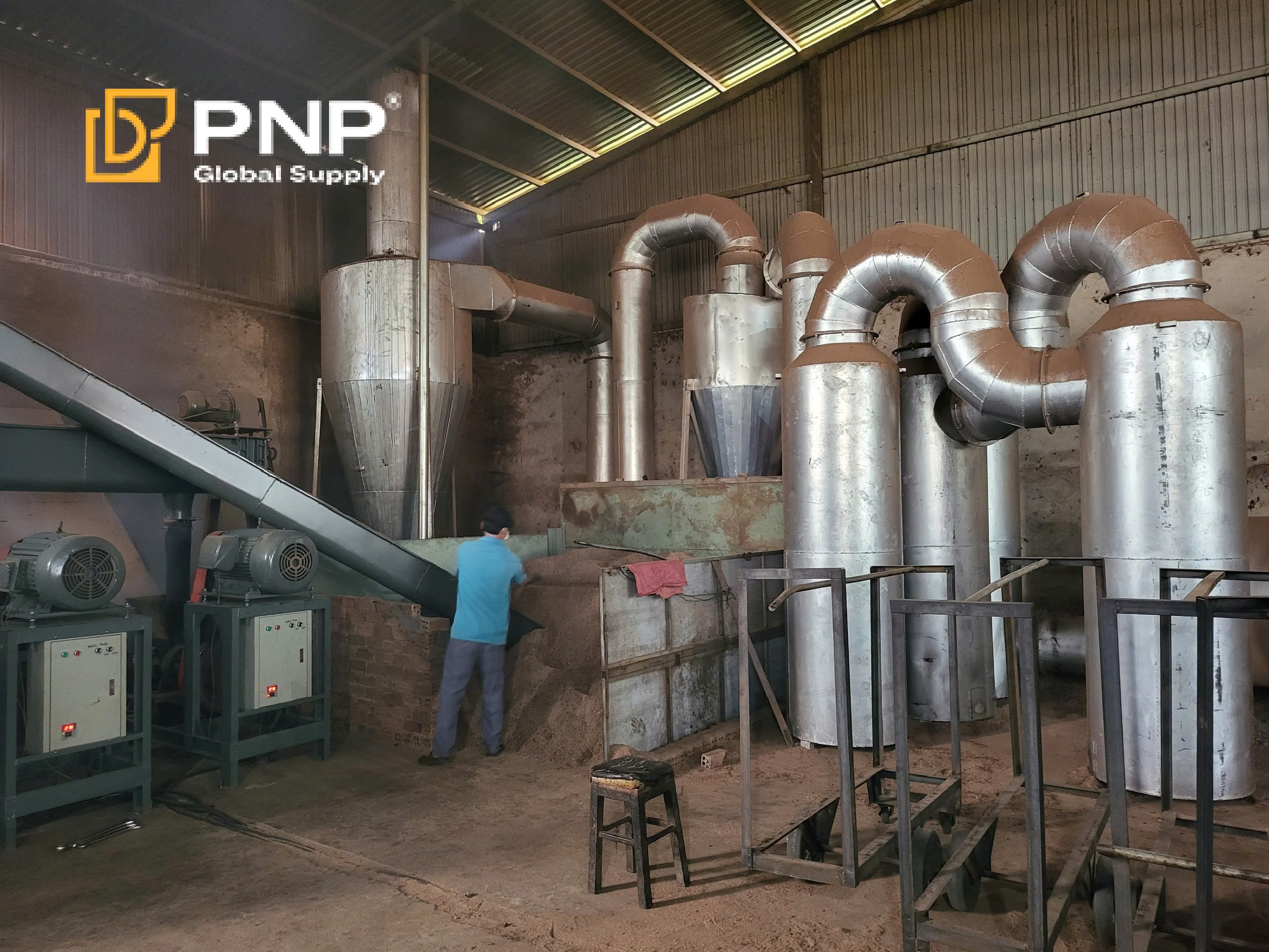 The briquette press machine shapes sawdust into durable hexagon briquette charcoal