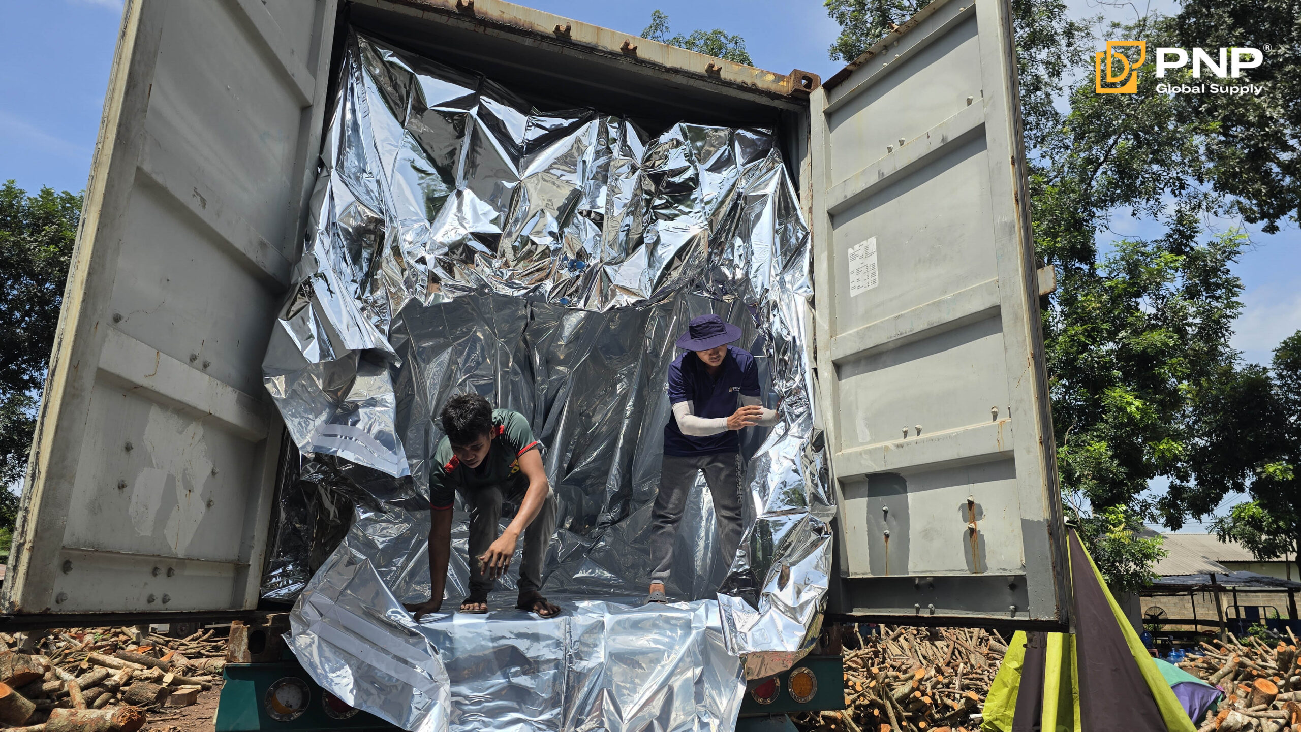 The cargo is carefully prepared to meet shipping requirements