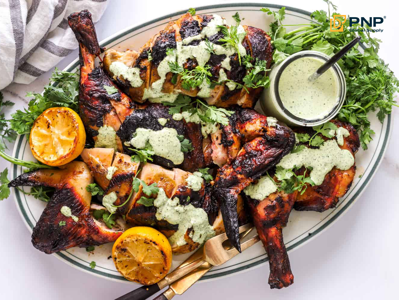 Authentic Peruvian bbq grilled chicken, smoky and juicy