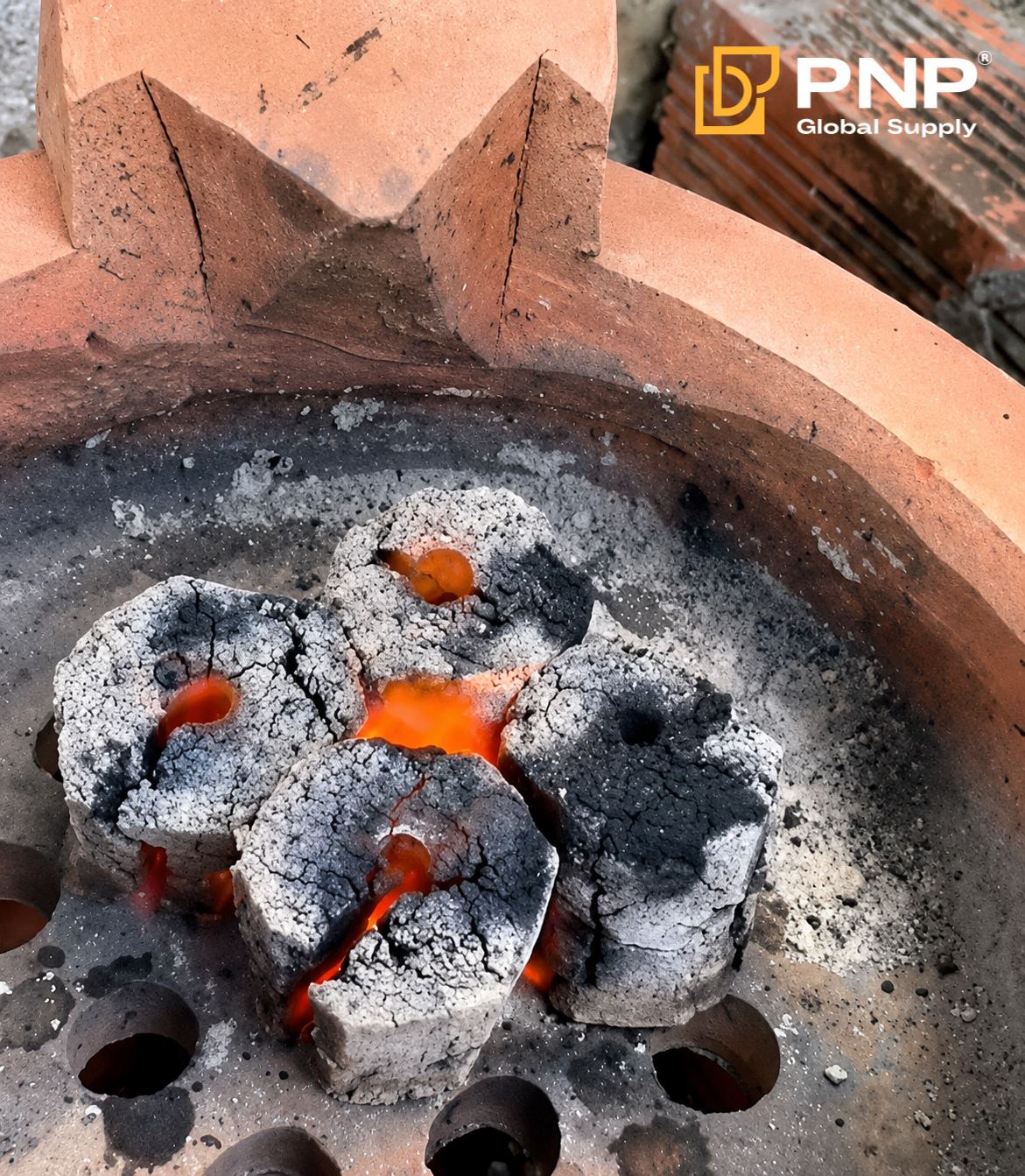 Coconut briquettes provide 2–3 hours of consistent burning performance