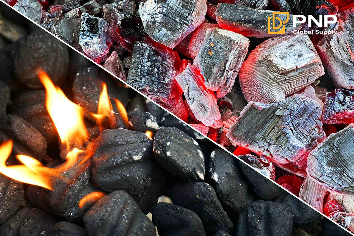 Different types of charcoal for BBQ, restaurant, and wholesale markets